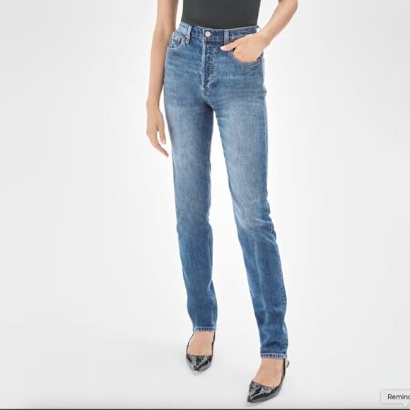 Aritzia Denim Forum The Yoko High Rise Slim Jeans Blue Wash Size 28 - Picture 1 of 9